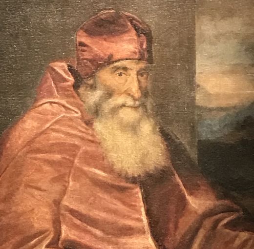 Porträt von Paulus III von Tiziano Vecellio. 1545/46